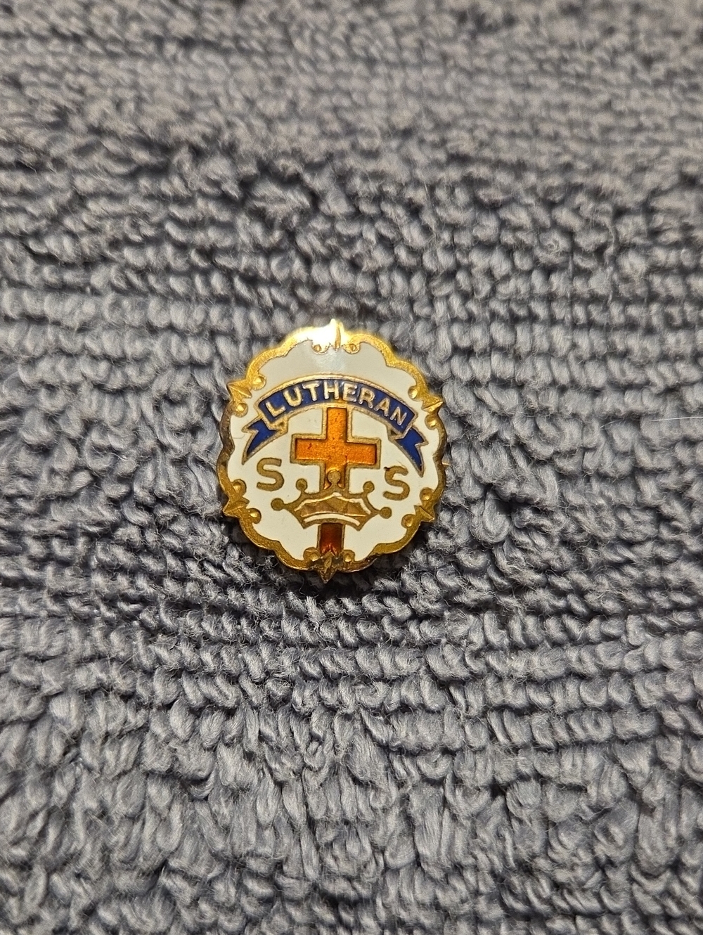 Lutheran Enamel Lapel Pin - White, Blue & Gold